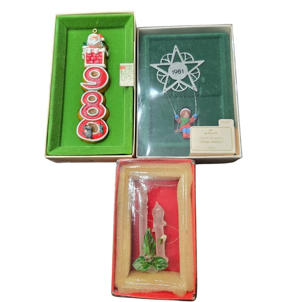 Vintage 1980s Hallmark Christmas Ornaments - Lot of 3